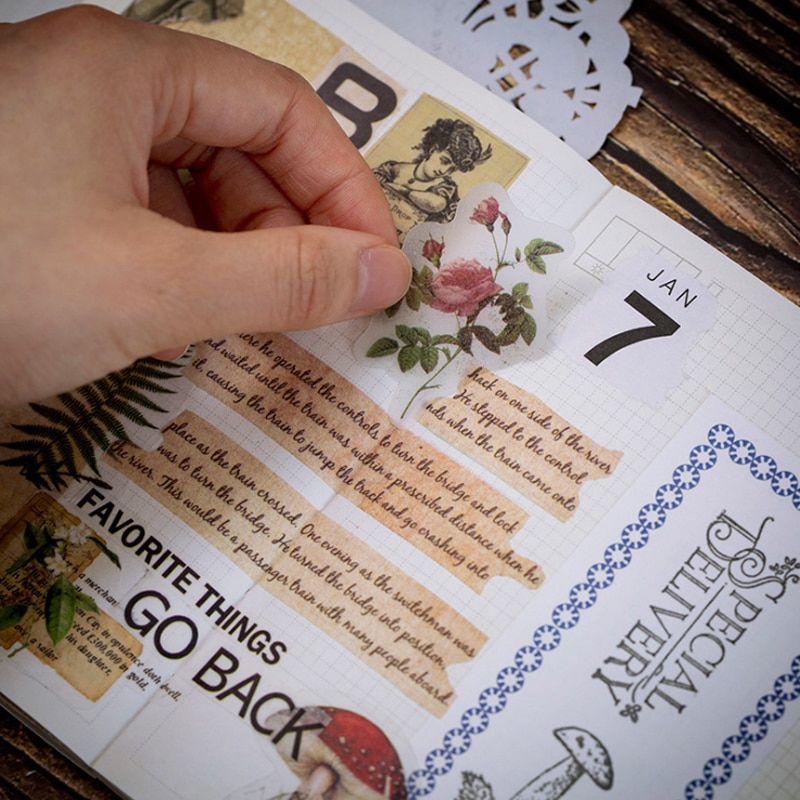 50 Stks/pak Jaar Oude Serie Zwavelzuur Papier Sticker Zak Diy Decoratieve Afdichting Esthetische Stickers Scrapbooking Briefpapier