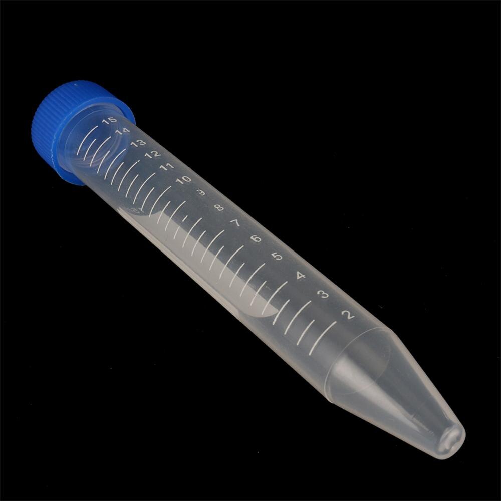 10Pcs 15ml Transparent Screw Cap Cone Bottom Centrifugal Tube with Scale Free-standing Centrifuge Tube Laboratory Vial Container