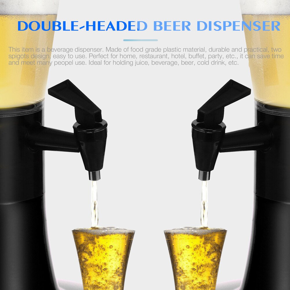 1pc Dual Beer Tower Dispenser Beverage Drink Dispenser with Lamp