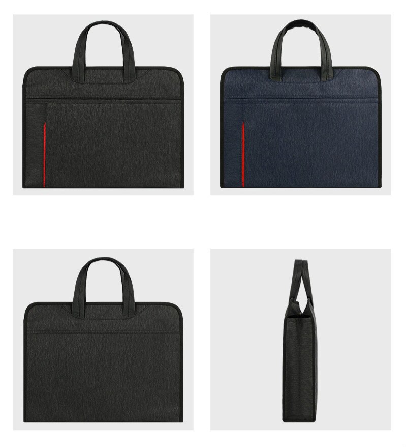 A4 Briefcase Laptop Case Document Bag Men Women Portable Business Conference Office Paper Organizer Zipper Large-capacity Folder