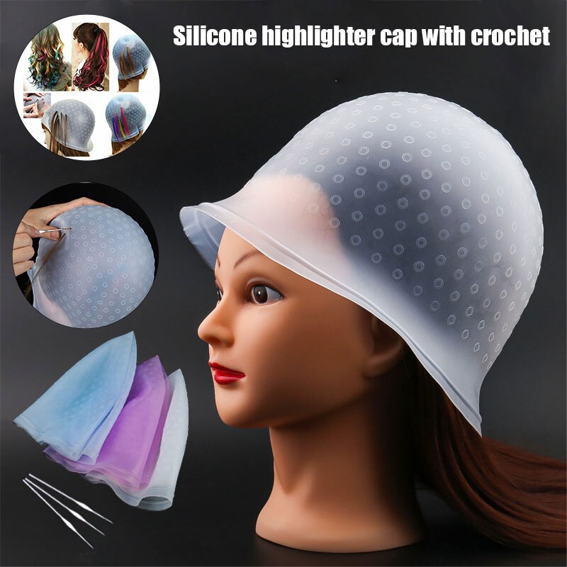 Gorro de silicona reutilizable para tinte, para el Color del cabello, destacando la peluquería con aguja M88