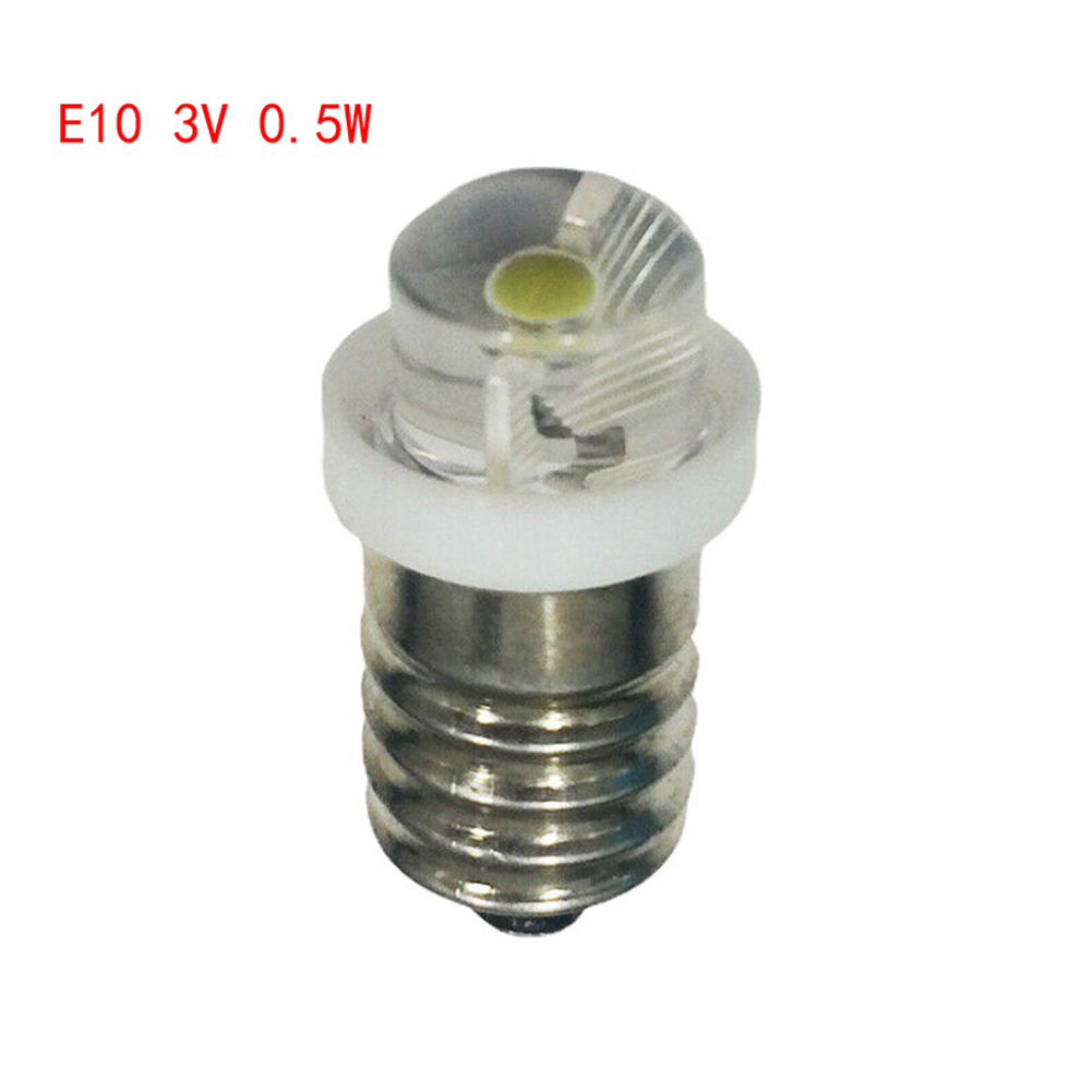 1 bombilla de linterna 3V 4,5 V 6V 0,5 W 6000K LED blanco E10 bombilla de repuesto para linterna linterna antorcha ciclismo Camping piezas: Blanco