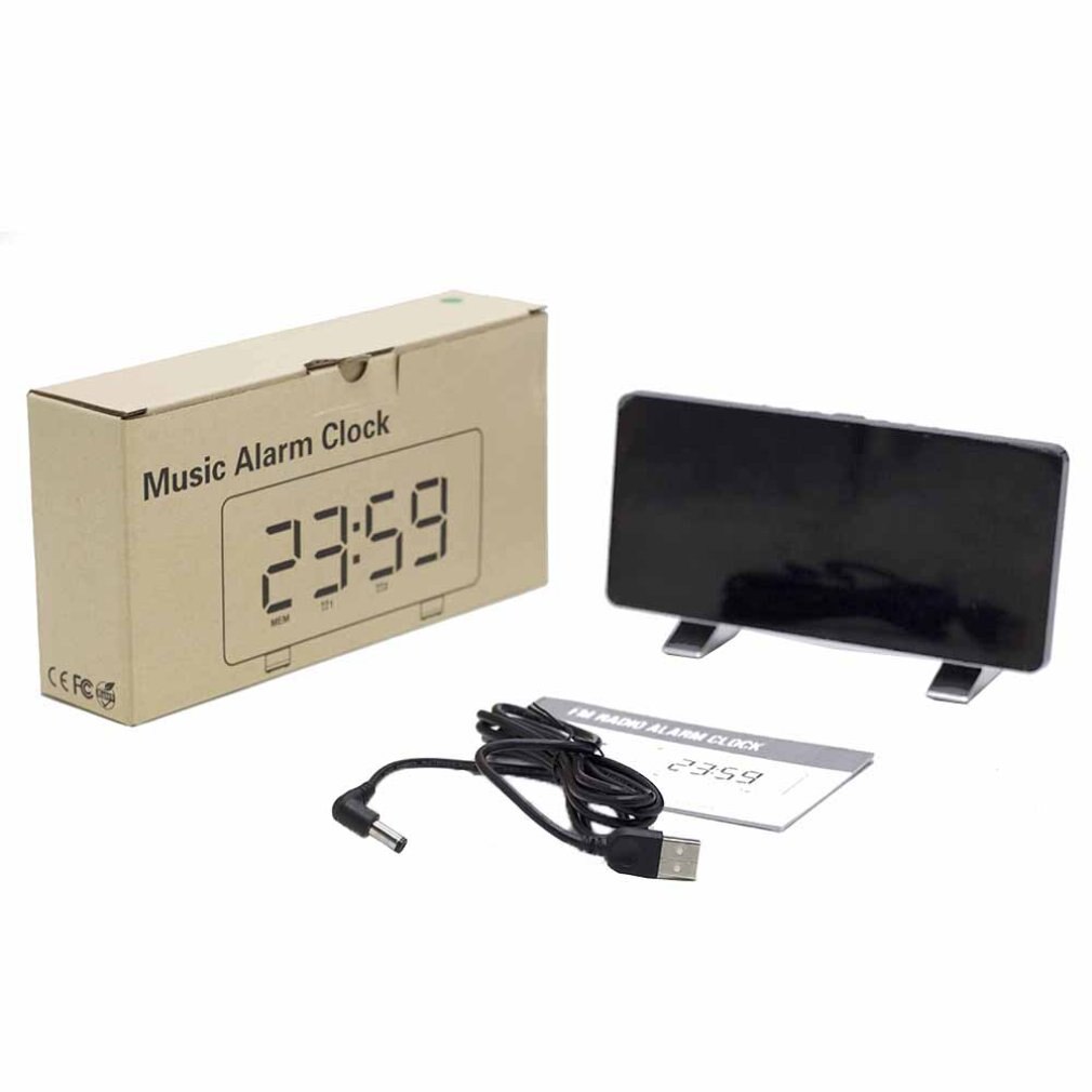 Led Radio Alarm Clock Snooze Electronic Clock Desk Clock Bedroom Office Usb Charging Alarm Clock