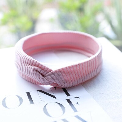 Einfarbig Baby Stirnband Herbst Winter Mädchen freundlicher Twist Knoten Haar Band betroffen Baumwolle Elastische Baby Mädchen Stirnbänder Haar Zubehör: Rosa