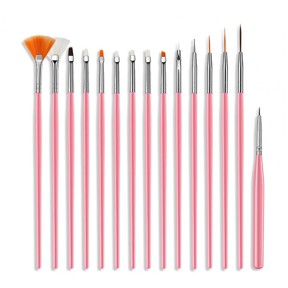 15 st/set uv gel pensel liner målarpenna akryl ritningspensel för naglar gradient strass handtag manikyr nail art verktyg