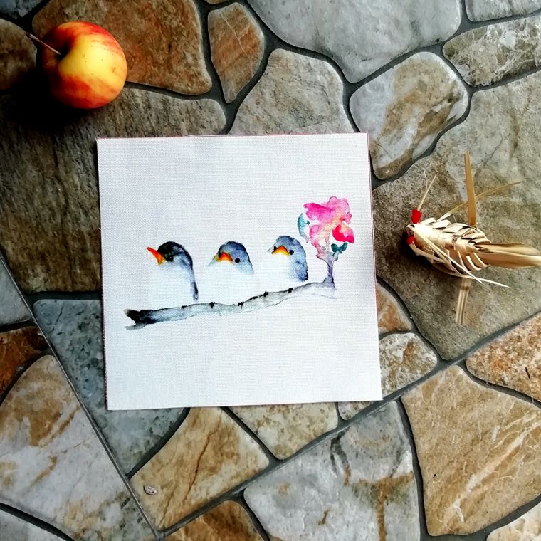 Tela de algodón con de pájaros para costura, retazos, manualidades para ropa, delantal, decoración, parches de tejido, 15x15cm: 1