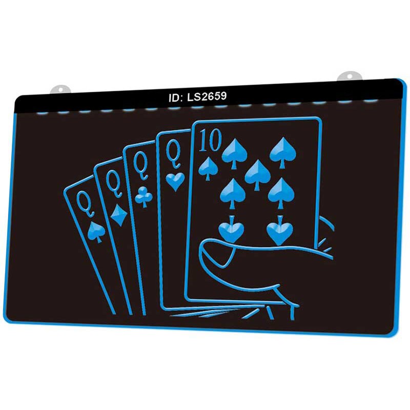 Ls2659 kasino poker spill rom 3d gravering ledet lys skilt flere farger gratis detaljhandel