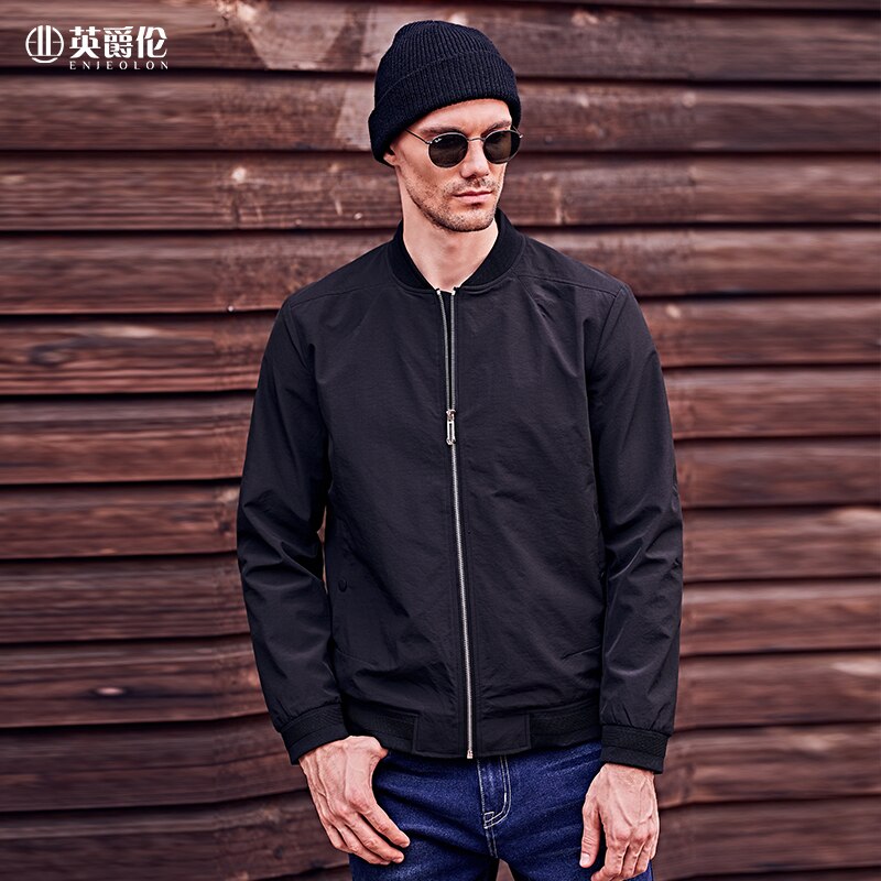 Enjeolon Brand Autumn Winter Men Simplicity Jacket Coat Young Causal Embroidery Print Baseball Coats JK0379