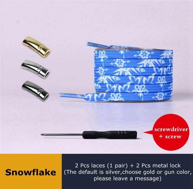 En elastisk uden binde snørebånd sneakers dovne snørebånd børn voksen sikkerhed hurtig flad snørebånd magnetisk metallås udendørs fritid: Snefnug