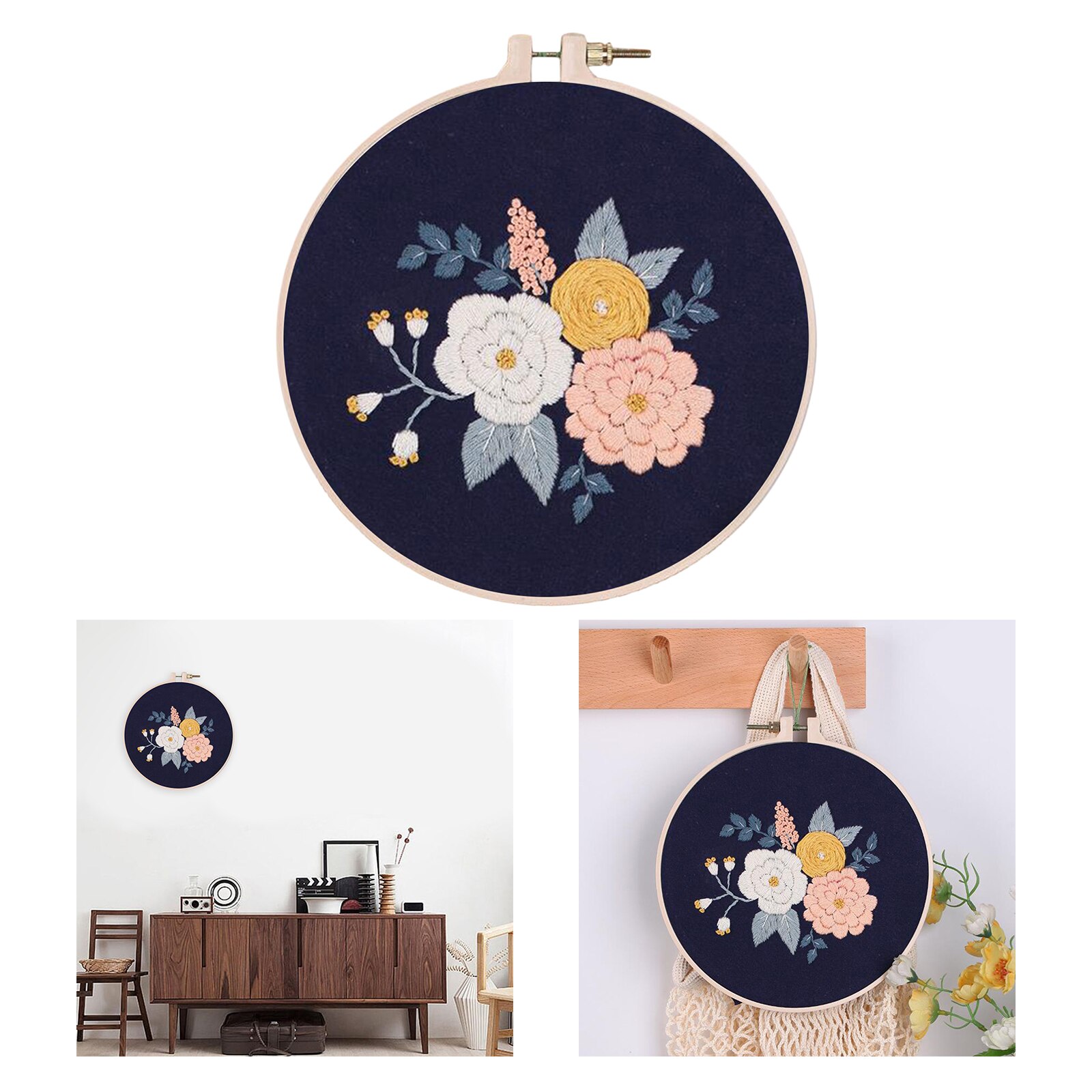 Embroidery Kit Flowers Needlepoint Crafts Cross Stitch Material Making Hoop: Style 2