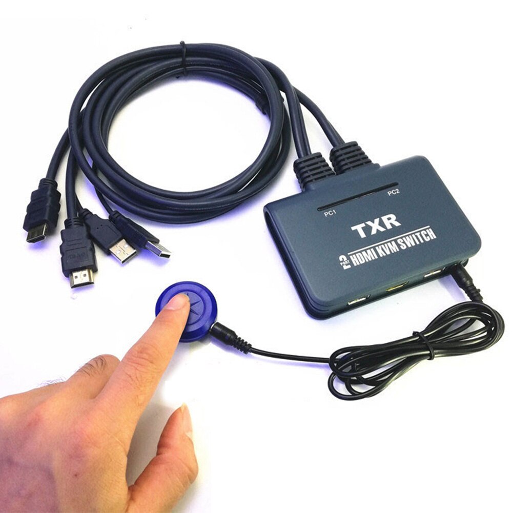2- port hdmi tastaturmus med kabler knap tilbehør splitter box plug and play usb desktop controller computer kvm switch