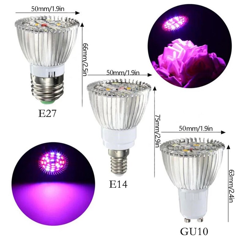 Lámpara LED de espectro completo cfl para cultivo, sistema de floración hidropónica IR UV para jardín, 110V, 220V, E27, E14, MR16, GU10, planta de interior