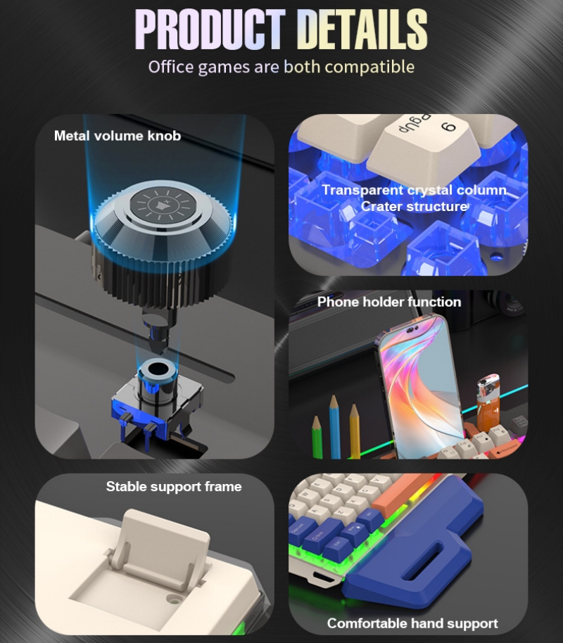 Mechanisches Gefühl, Spielen-Tastatur, Maus-einstellen, 104 Tasten, 100 % Layout, Spanisch, Russisch, Koreanisch, Arabisch, Tastatur, USB-Kabel, RGB-Gamer, K90