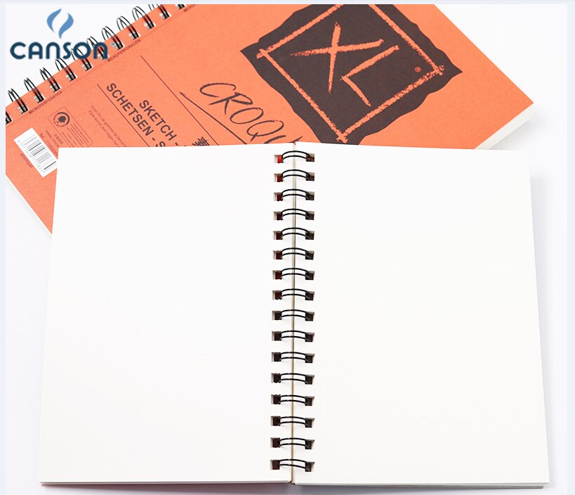 CANSON Sketch Book 90g XL Drawing Book 90g Orange Cover Coil 60 Pages A4 A5 Fine Grain Sketchbooks Acid-free Paper