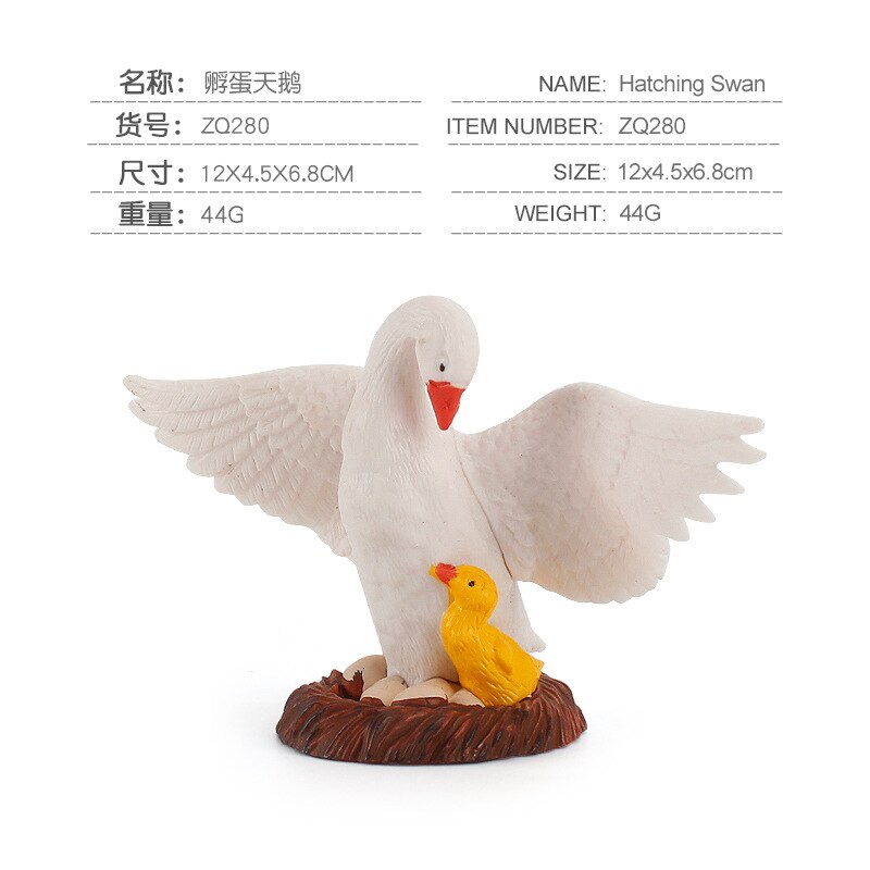 Mini Simulation Poultry Animal Model Swan Rooster Hen Farm Poultry Animal Model Plastic Figurines Farm Series Kids Toys: ZQ280