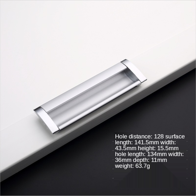 Manija de puerta incrustado, tirador de aluminio ranurado para cajón, armario, puerta oculta, tiradores de cajón de puerta corredera: Plata