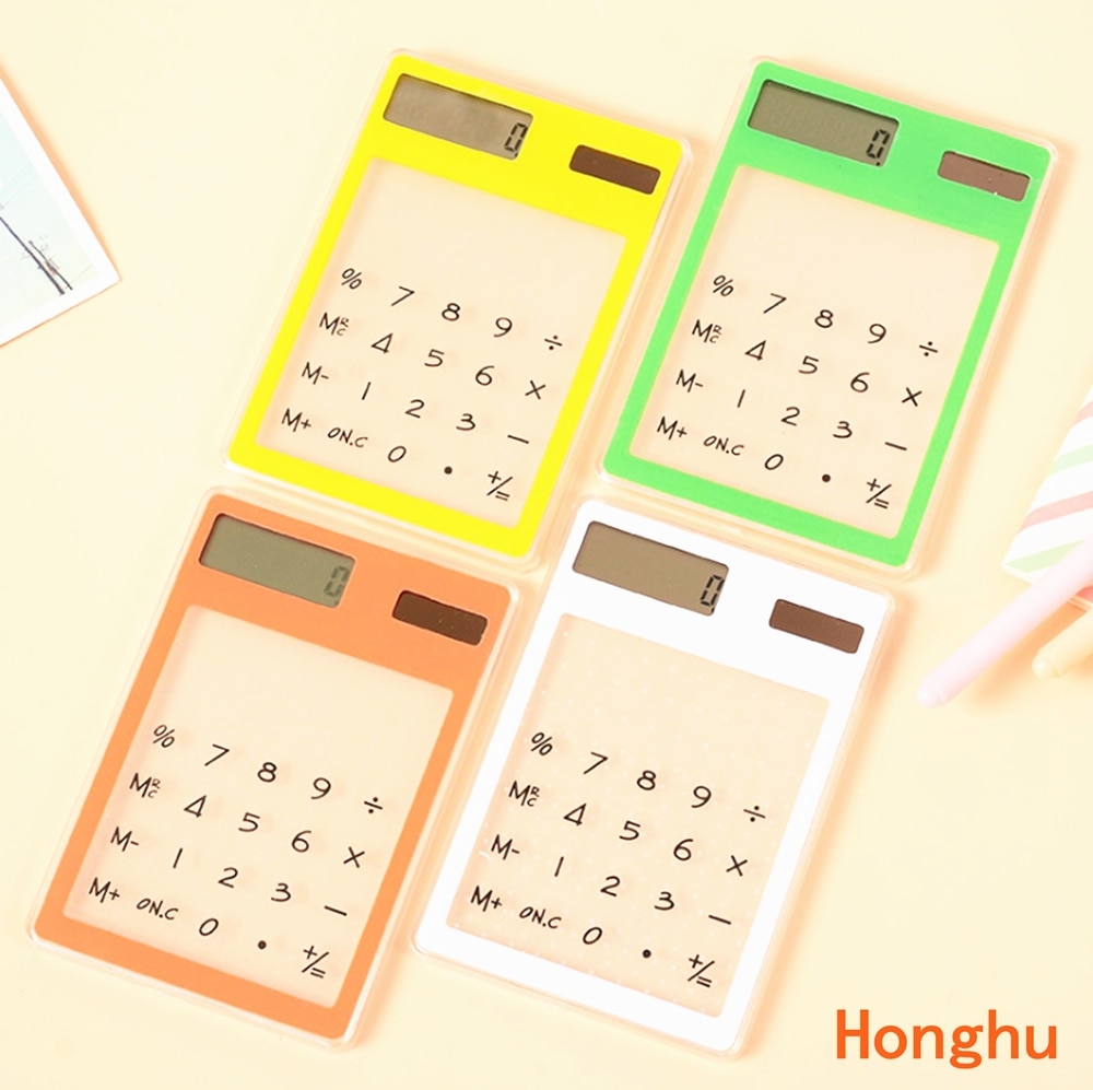 Universal 8 Digit Screen Ultra slim Transparent Solar CalculatorStationery Clear Scientific Calculator Office