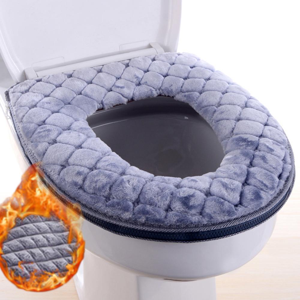 Bathroom Toilet Seat Cover Soft Warm Plush Toilet Cover Seat Lid Pad Home Decoration Toilet Seat Cover 30FP13: Gray