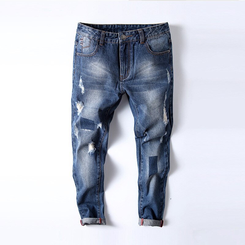Plus size lappeteppe jeans mansjetter plus size blyant ankellange dongeribukser herrebukser størrelse 40 manneklær rmp 175010