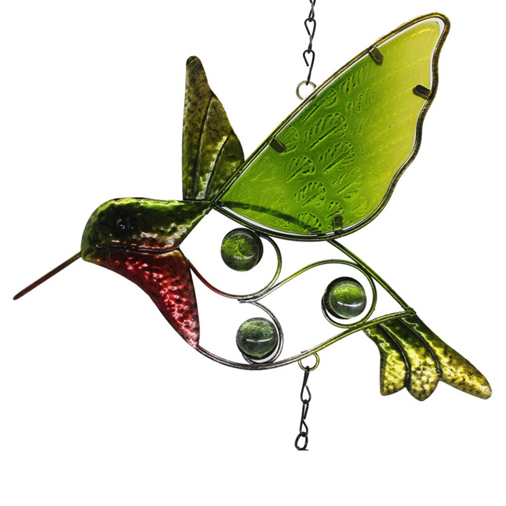 Bell Pendant Outdoor Garden Crafts Wind Chimes Wall Hanging Ornament Indoor Living Room Home Decor Glass Hummingbird For Window