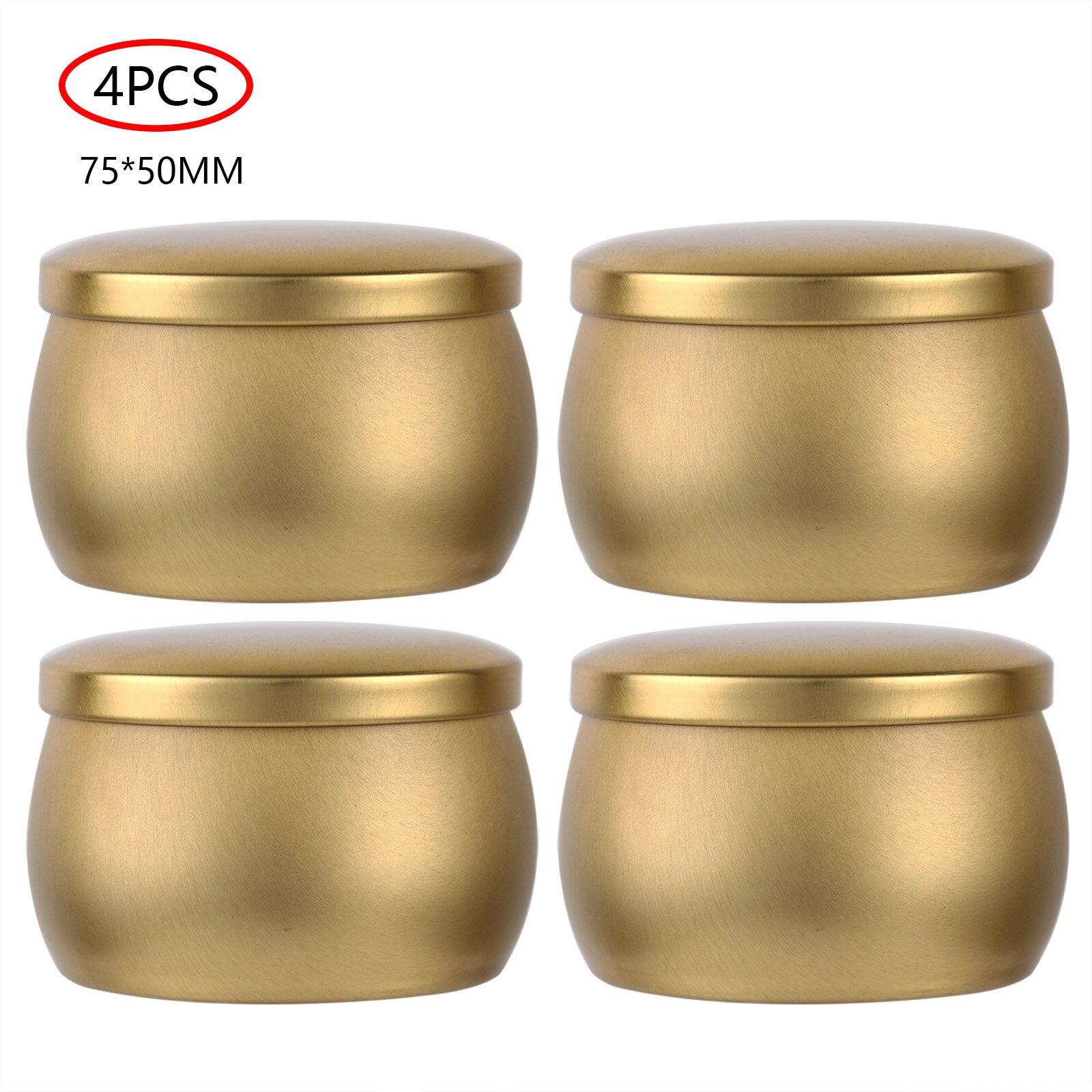 Jarra de tambor de hojalata de Color sólido, contenedor de té, latas de vela con tapas para fabricación de velas, tarro de almacenamiento de alimentos, 4 Uds.: Golden 7.5x5.0cm