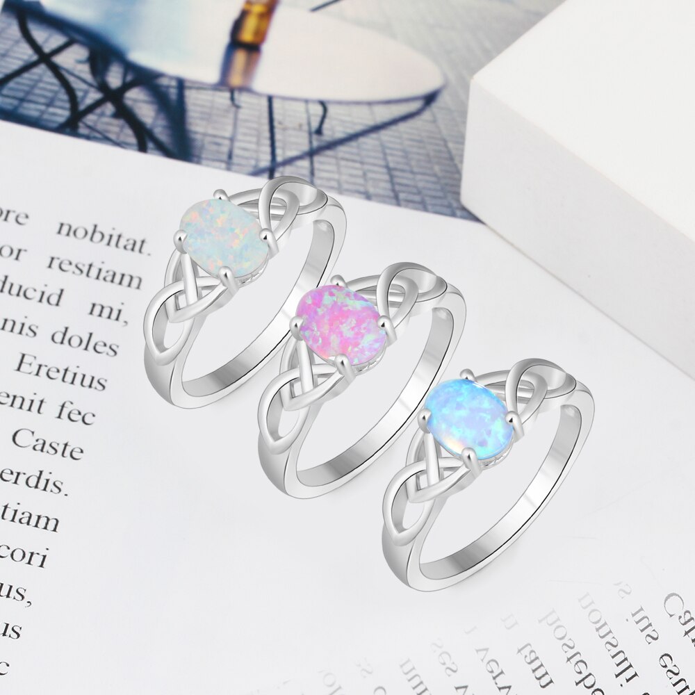 Kvinder smykker 925 sterling sølv ring med oval mælkeagtig opal sten bryllupsbånd romantisk stil (jewelora  ri102814)