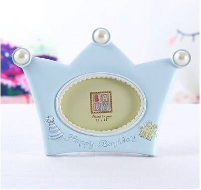 Crown Shaped Fotolijst Roze Baby Foto Frame Blauw Foto Achtergronden Jongen Meisje Decoratie Elimelim: Blauw