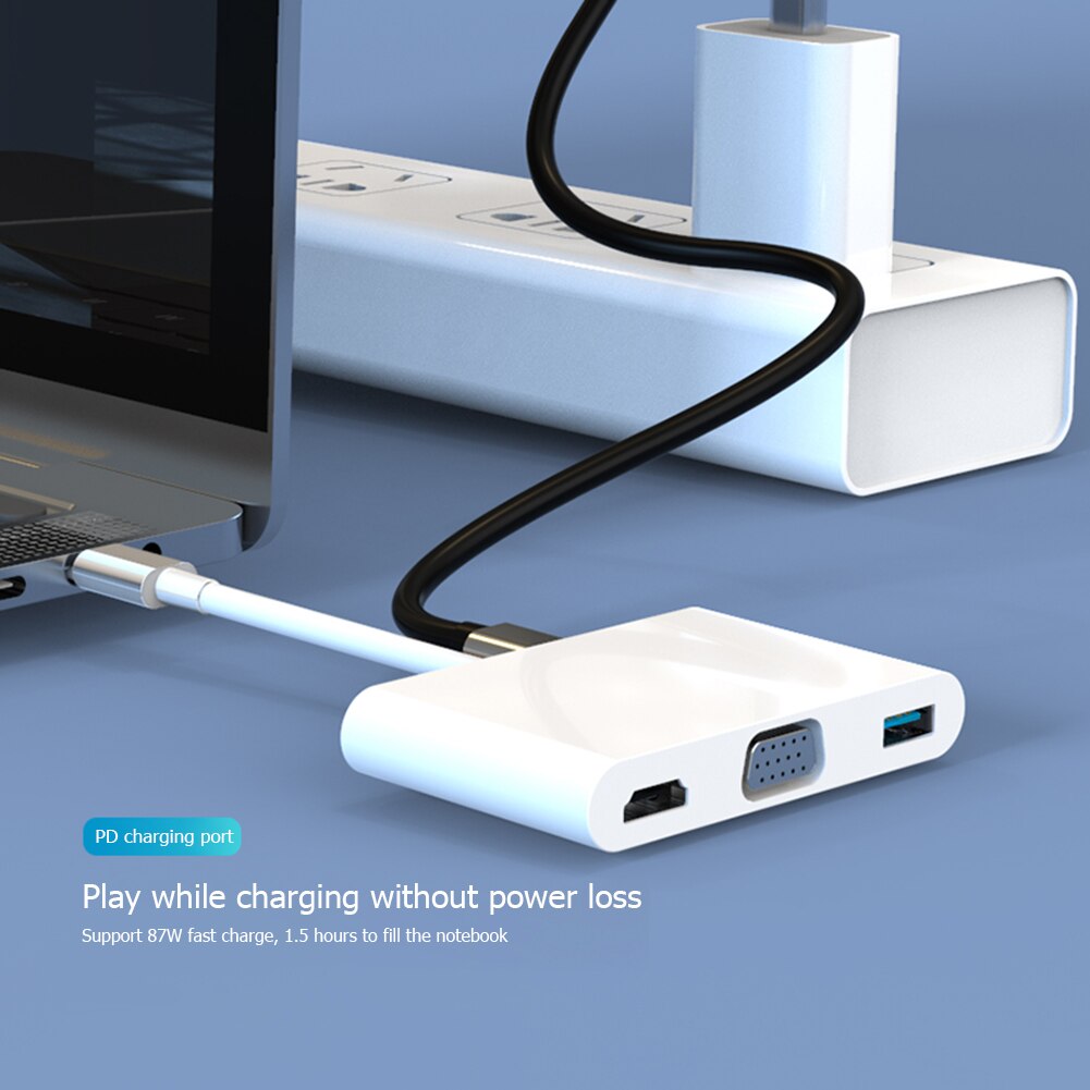 5 in 1 type-c hub hdmi usb 2.0 usb 3.0 pd type-c dataadapter til stationær bærbar usb 3.0 højhastighedsporte type-c