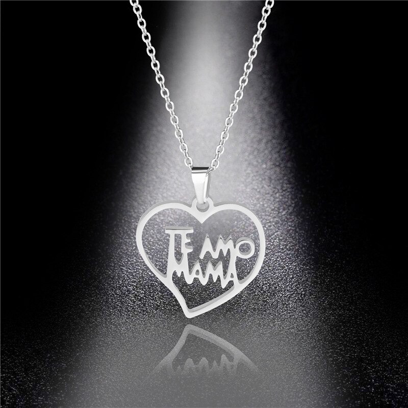 Warm Rvs Love Heart Hanger Kettingen Voor Vrouwen Mama Brief Hart Ketting Sieraden Accessoires