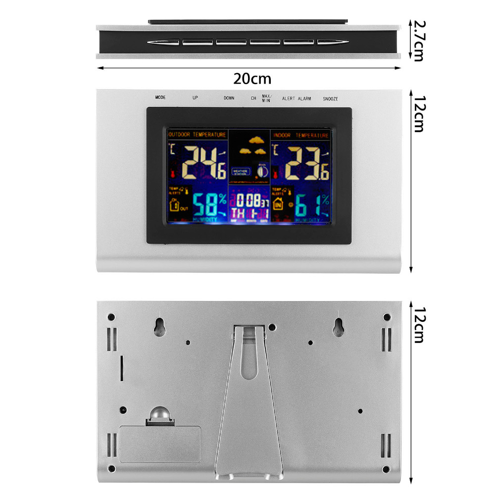 Reloj meteorológico inalámbrico 2 en 1 termómetro higrómetro casero para jardín LCD Digital Interior Exterior estación meteorológica reloj