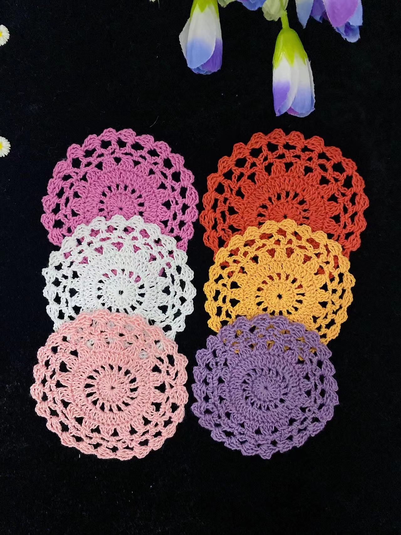 Napperon rond en coton pour Table à manger, 10CM, napperon en tissu, Crochet, tasse de thé de mariage, dessous de verre, boisson faite à la main, Doily cuisine