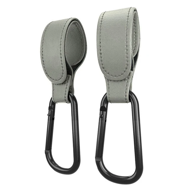 1/2 stücke Hochwertige Häkeln Kinderwagen Zubehör PU Leder Baby Tasche Kinderwagen Haken Kinderwagen Warenkorb Organizer 360 Grad Drehbare haken: Braun