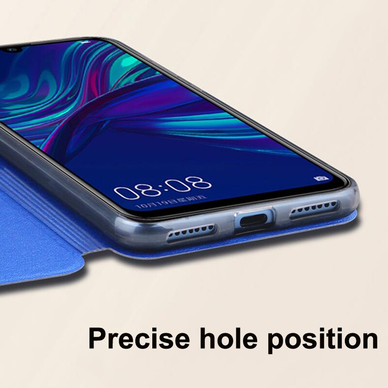Per Huawei P Smart più 2019 caso di vibrazione del cuoio + TPU shell finestra aperta coperchio della batteria del telefono PSmartplus 2019 posteriore coperchio della custodia per armi