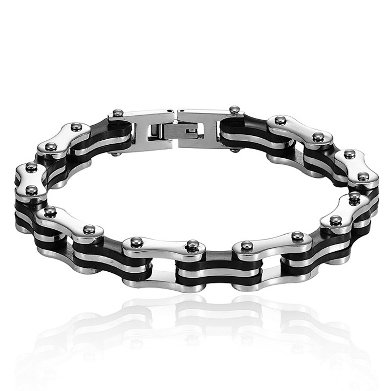 Punk Rock Biker 316L Stainless Steel Mens Bracelet Jewelry Bike Bicycle Chain Jewellery Pulsera Hombre Acero Inoxidable: brownish yellow