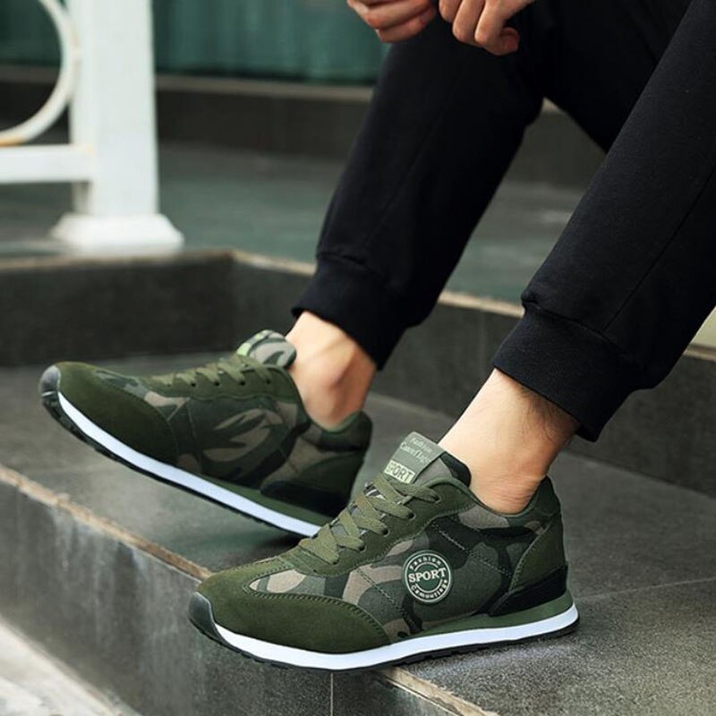 COWCOM-baskets de Camouflage à semelle plate, d'été, chaussures, dentelle, vert, armée, chaussures pour femmes, baskets, CYL-A07