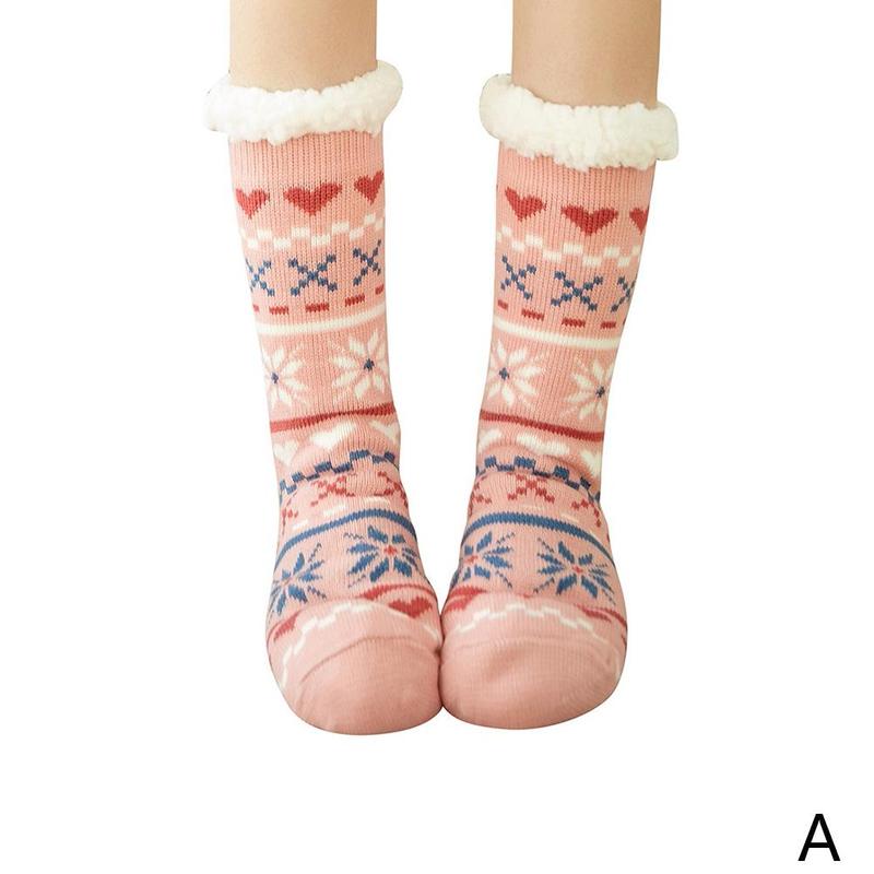Skarpety świąteczne damskie jesienne i zimowe rurki dywan na podłogę skarpetki kapcie dla dorosłych gruby sen aksamitne skarpety domowe plus skarpetki S5X0: A