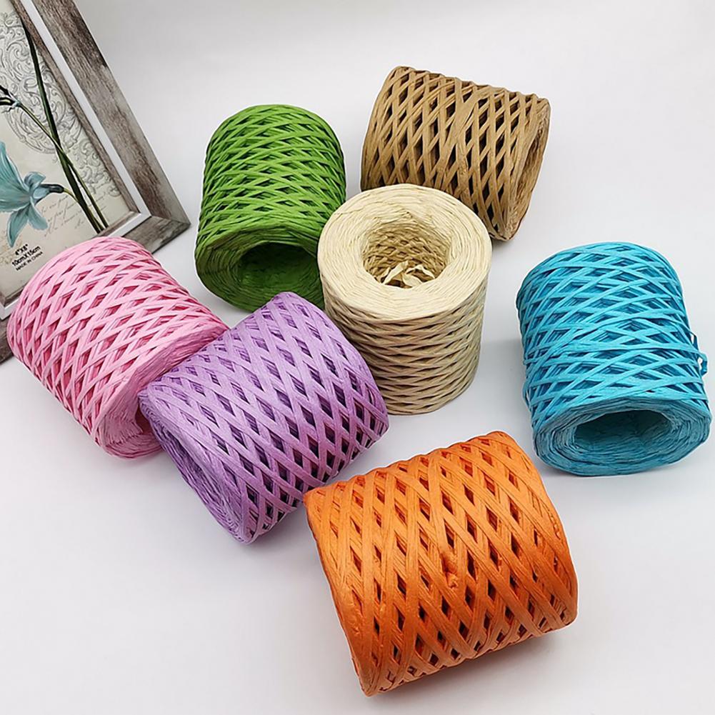 1 Roll Useful Exquisite Lightweight Paper Ribbon Paper Yarn Baking Packaging Belt Rope for Raffia Straw Paper