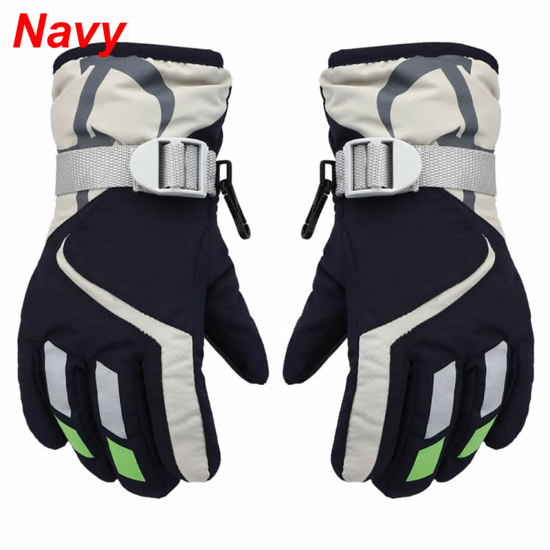 Kids Wanten Kinderen Jongens Meisjes Winter Warm Winddicht Waterdicht Antislip Sport Ski Handschoenen Kids Ademend Verstelbare Handschoen: Navy