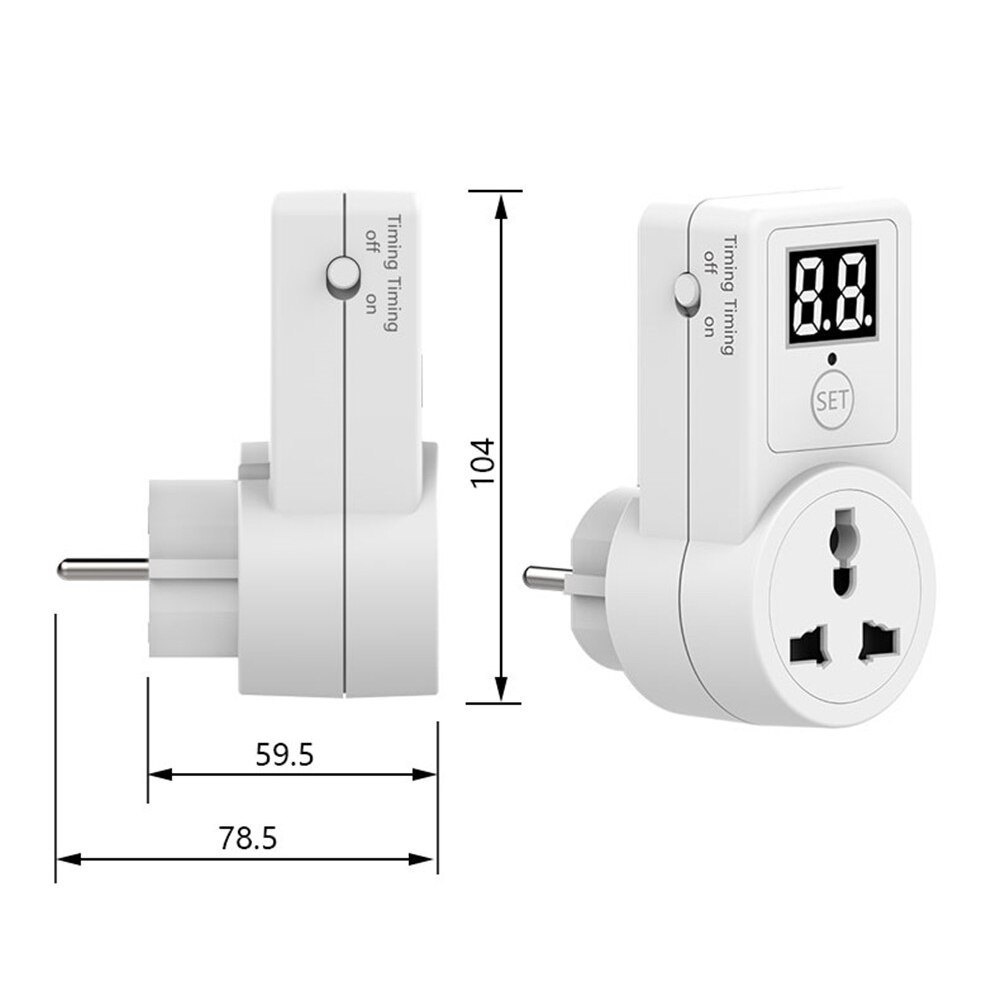 Interruptor de temporizador de Cuenta atrás con pantalla, enchufe Universal, Control de tiempo enchufable para batería de teléfono/tableta/Carga de coche eléctrico