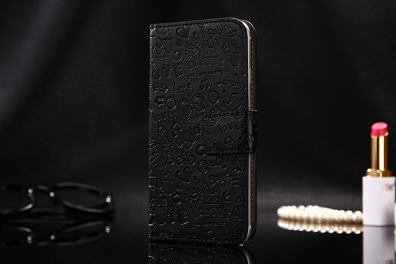 Capa de couro da aleta para bq 5540l rápido pro carteira titular do cartão telefone habitação: black