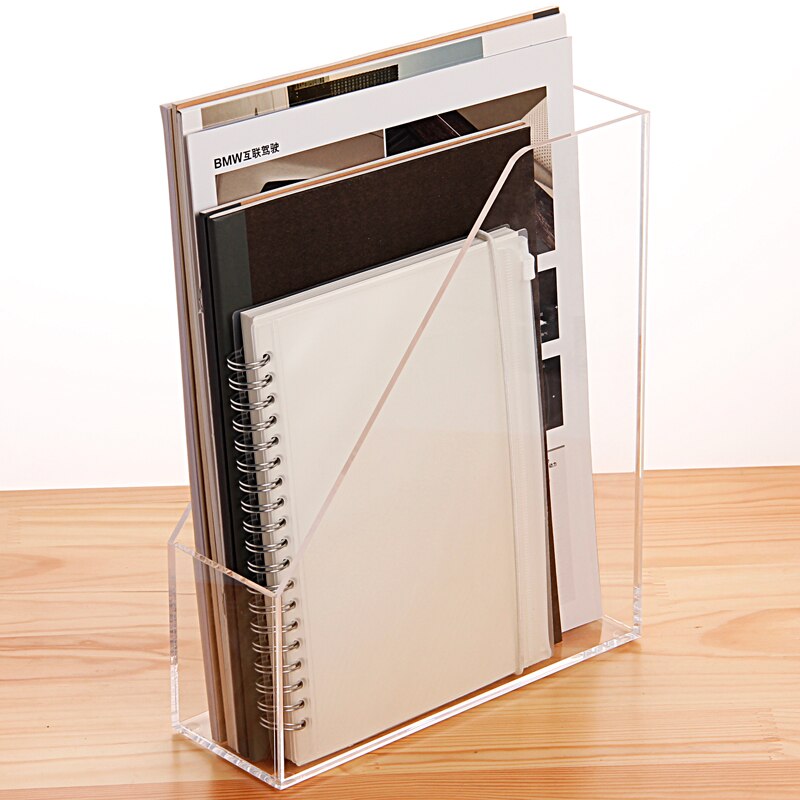 Acrylic transparent A4 single file holder desktop magazine organizer book container