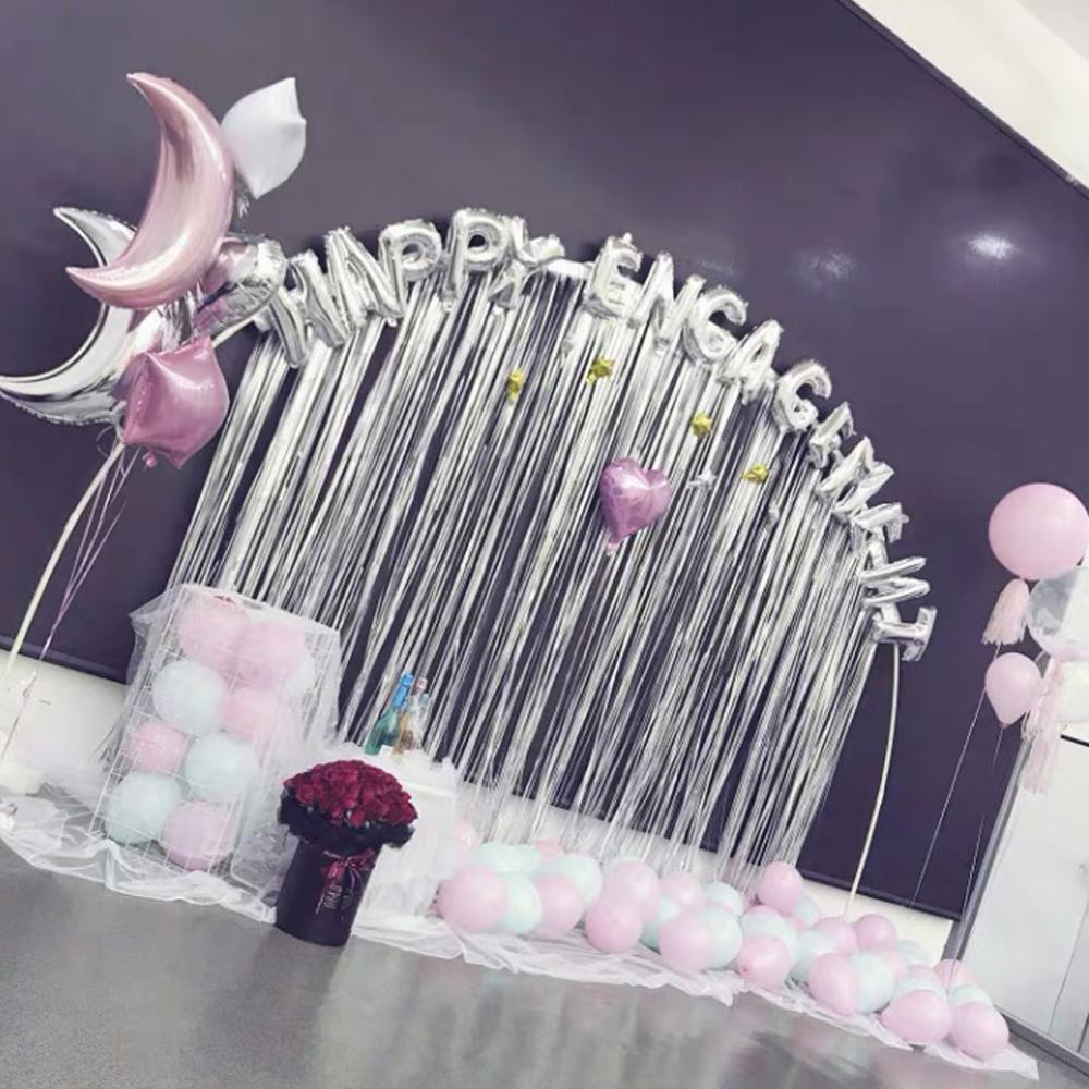 2m festa folha metálica enfeites franja cortina decoração de aniversário casamento fotografia ouro prata pano de fundo borlas foto adereços