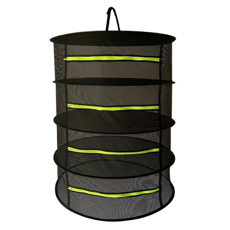Malla de secado de hierbas para colgar bolsas de secador de pesca plegable, rejilla de redes para plantas, cremallera para hierbas, granos, seco, 2/4/6 capas: 4 floors green