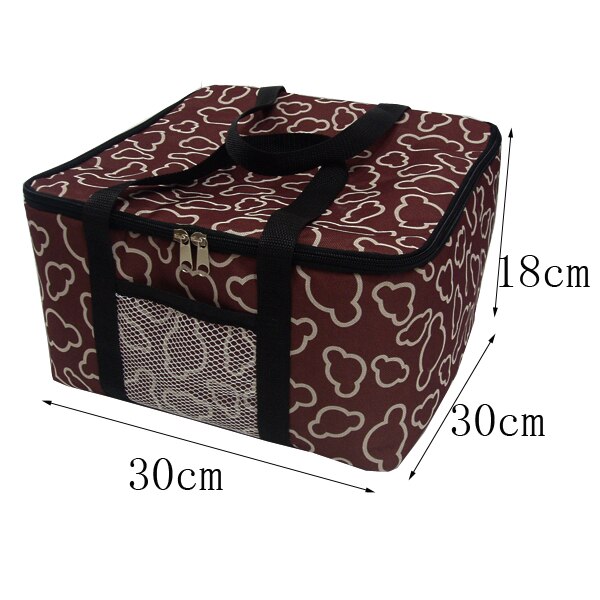 8inch cute thermal pizza taking bag insulated cooler Bag Food Container fabric oxford organizer: brown