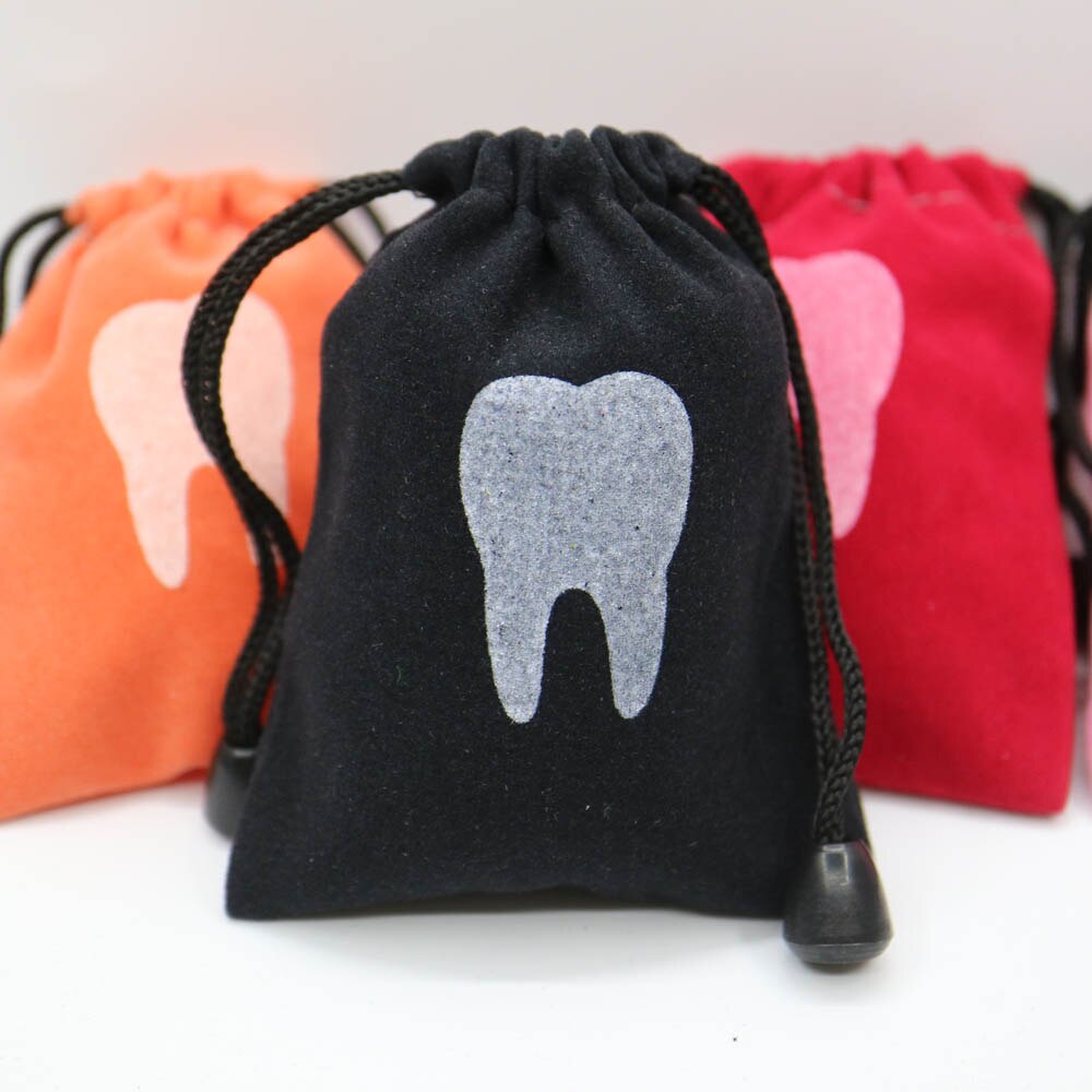 10pcs Dental clinic Deciduous teeth storage bag baby primary teeth case milk teeth bag The tooth fairy bag size 7*9cm