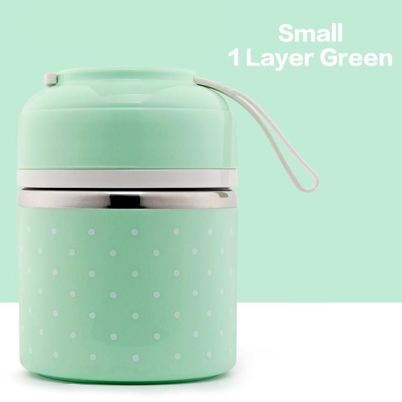 Leuke Japanse Lunchbox Voor Kids Portable Outdoor Rvs Bento Box Lekvrije Voedsel Container Keuken Voedsel Doos: green 1 Layer / With Blue Bag