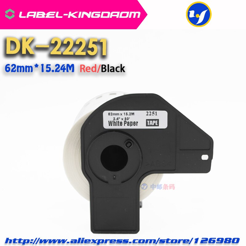 1 Roll Compatible DK-22251 Red/Black Double Color Label 62mm*15.24M DK-2251 Continuous Label Come With Plastic holder