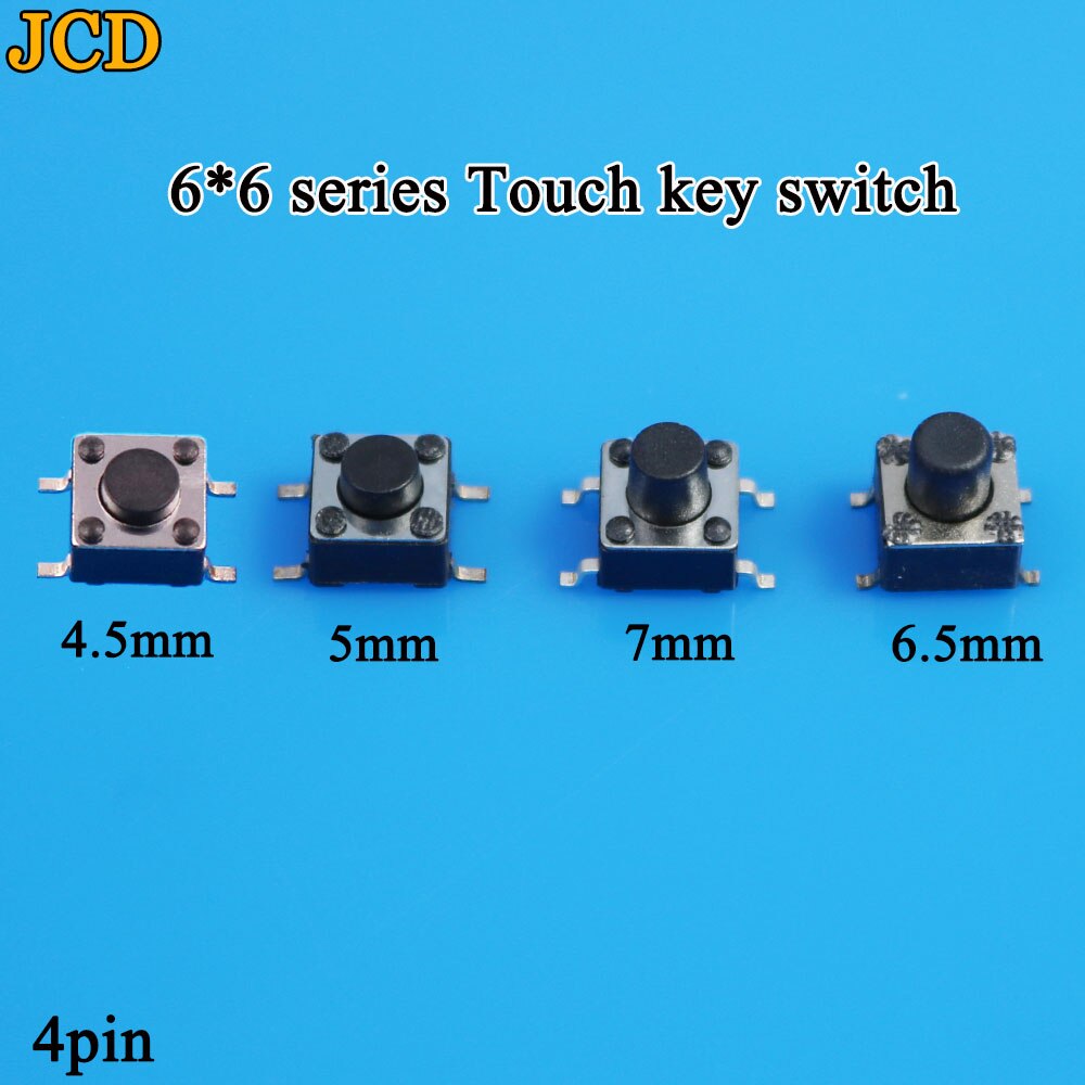 JCD 1PCS SMD Schakelaar 6*6*4.5mm 6*6*5mm 6.5mm 7mm 6X6 4Pin Tactile Tact Push Button Micro Switch Zelf-reset Schakelaars