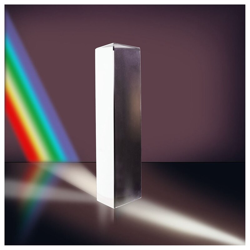 Optiskt glas trippel triangulärt prisma fysik undervisning ljusspektrum 10cm