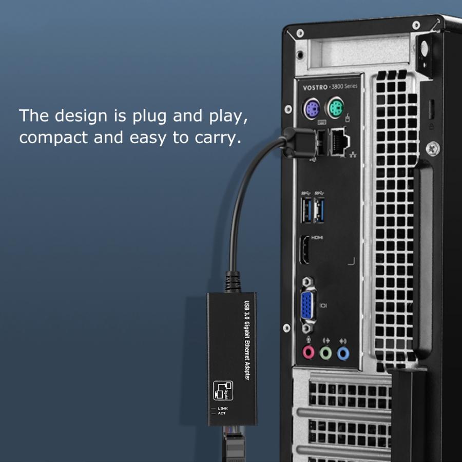 USB 3.0 to RJ45 Gigabit Ethernet Adapter USB Network Card Wired LAN Compatible with IEEE 802.3 IEEE 802.3u and IEEE 802.3ab